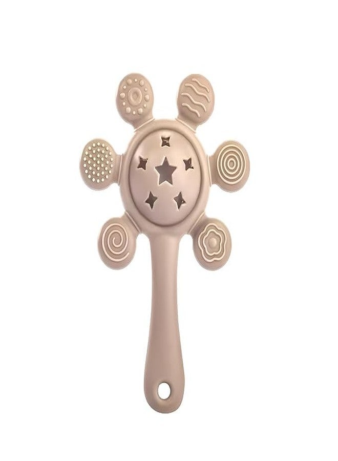 Tiny Treasures Teething Rattle Cum Teether for Baby, Toddler | BPA-Free, Non-Toxic Toy for 3-12 Months | Easy Grip, Soothing Gum Relief & Sensory Development | Brown - Image 1