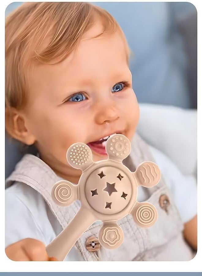 Tiny Treasures Teething Rattle Cum Teether for Baby, Toddler | BPA-Free, Non-Toxic Toy for 3-12 Months | Easy Grip, Soothing Gum Relief & Sensory Development | Brown - Image 2