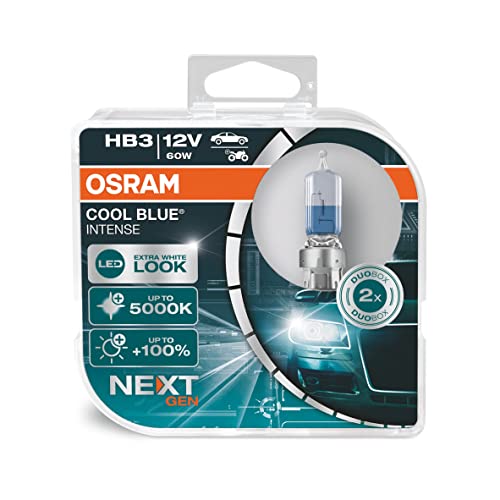 OSRAM COOL BLUE INTENSE HB3, +100% more brightness, up to 5,000K, halogen headlight lamp, LED look, duo box (2 lamps) - Image 1