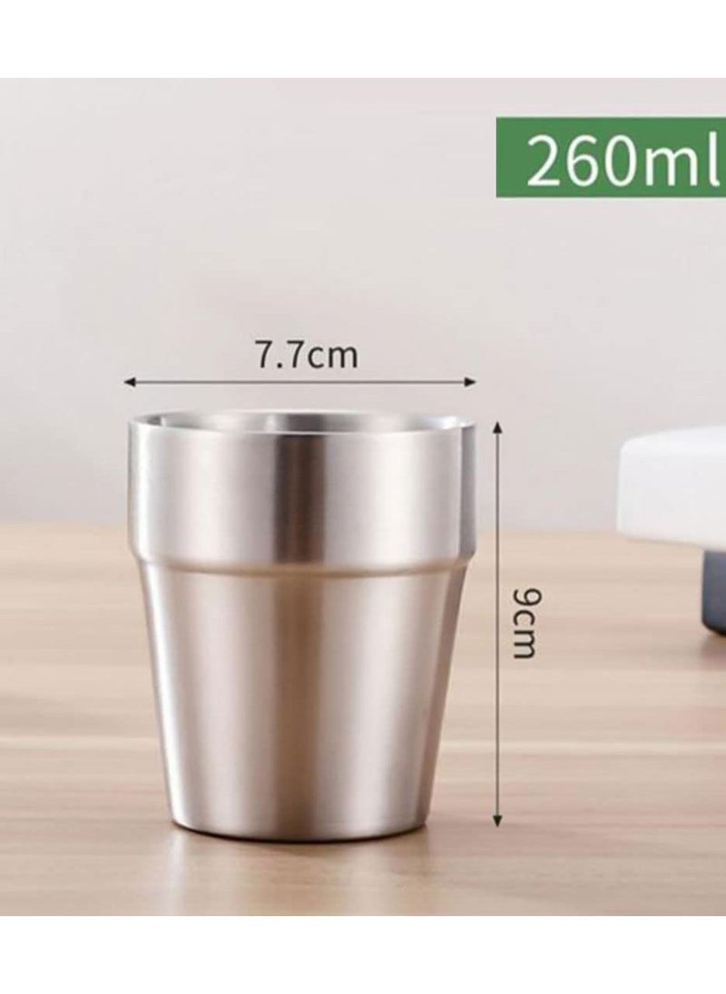 MIBRU - Double Wall Stainless Steel For Espresso Turkish Tea Coffee Cup Vacuum Perfect for Latte Cappuccino Americano Demitasse Cups Mugs 260ml - Image 1
