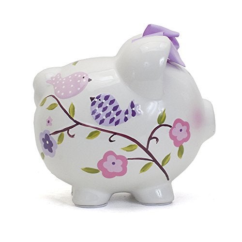 Child to Cherish Ceramic Piggy Bank for Girls, Paper Bird - Image 2