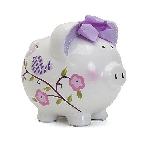 Child to Cherish Ceramic Piggy Bank for Girls, Paper Bird - Image 1