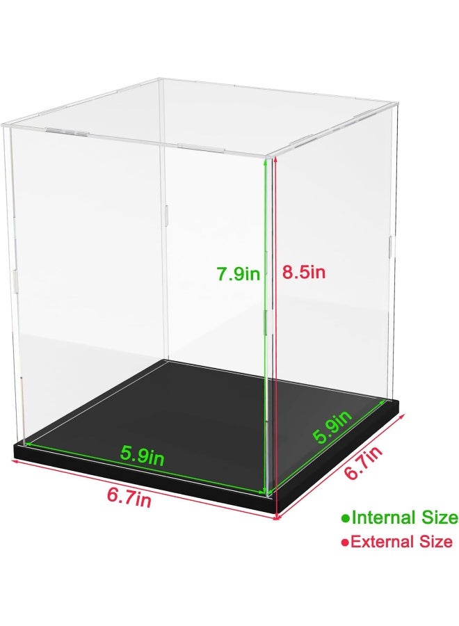 TPGP Thickened Clear Acrylic Display Case for Lego 75328 75976 Collectibles Minifigure, Self-Assembly Transparent Box Dustproof Protection with Wood-Plastic Base & String Light, Black Inside 5.9x5.9x7.9in - Image 2
