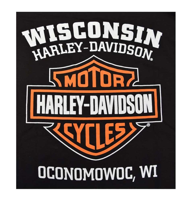 HARLEY DAVIDSON Harley-Davidson Men's Long Sleeve Orange Bar & Shield Black Shirt 30291744  - Image 2