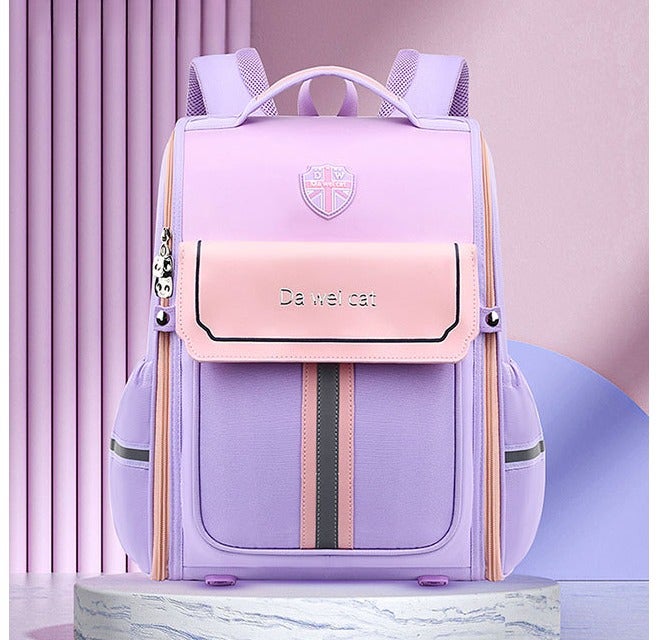 Kids School Backpack British Style 6-10 Years, School Supplies Large Capacity Waterproof Spine-Protective Wear-Resistant  Bag - Image 1