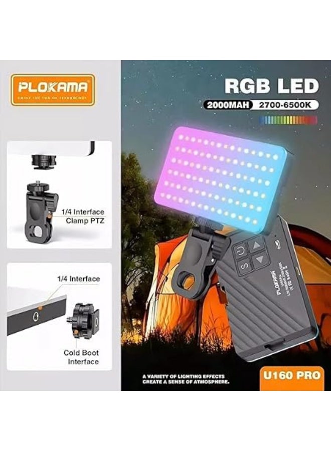 التخطيط اضاءة ليد RGB U160 من PLOKAMA قويه دوار باوضاع اضاءة متنوعه تثبت علي الكاميرا او الموبايل او الكمبيوتراواضاءة خارجيه لكل صناع المحتوى ( يوتيوب - تيك توك - فيسبوك ) - Image 1