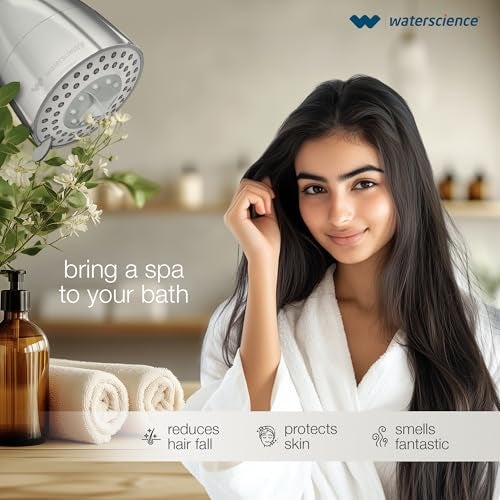 WaterScience CLEO Aromatherapy Shower Filter for Bathroom | Hard Water Softener for Bath | 5 Aroma Pads with Natural Essential Oils | Shower Head for Borewell/Tanker Water - Image 3