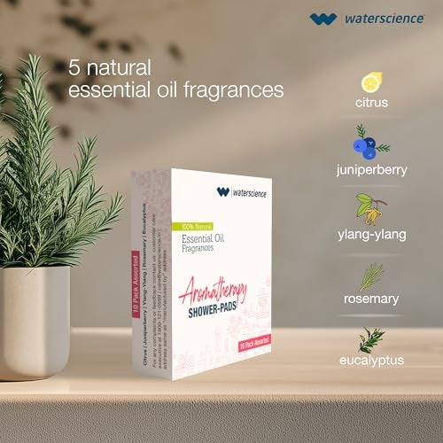 WaterScience CLEO Aromatherapy Shower Filter for Bathroom | Hard Water Softener for Bath | 5 Aroma Pads with Natural Essential Oils | Shower Head for Borewell/Tanker Water - Image 5