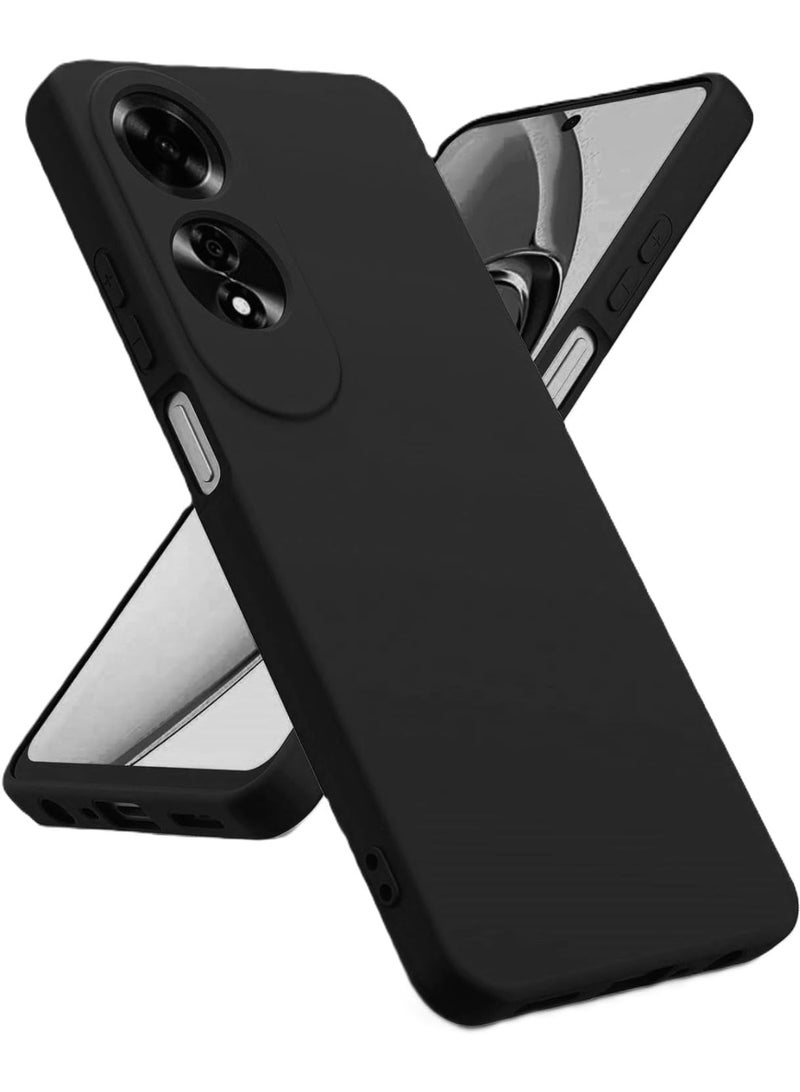 جراب سيليكون متوافق مع هاتف OPPO A60، مصنوع من مطاط جل السيليكون الناعم، مقاوم للصدمات، بلمسة نهائية غير لامعة، مع بطانة داخلية من القماش (أسود) - Image 1