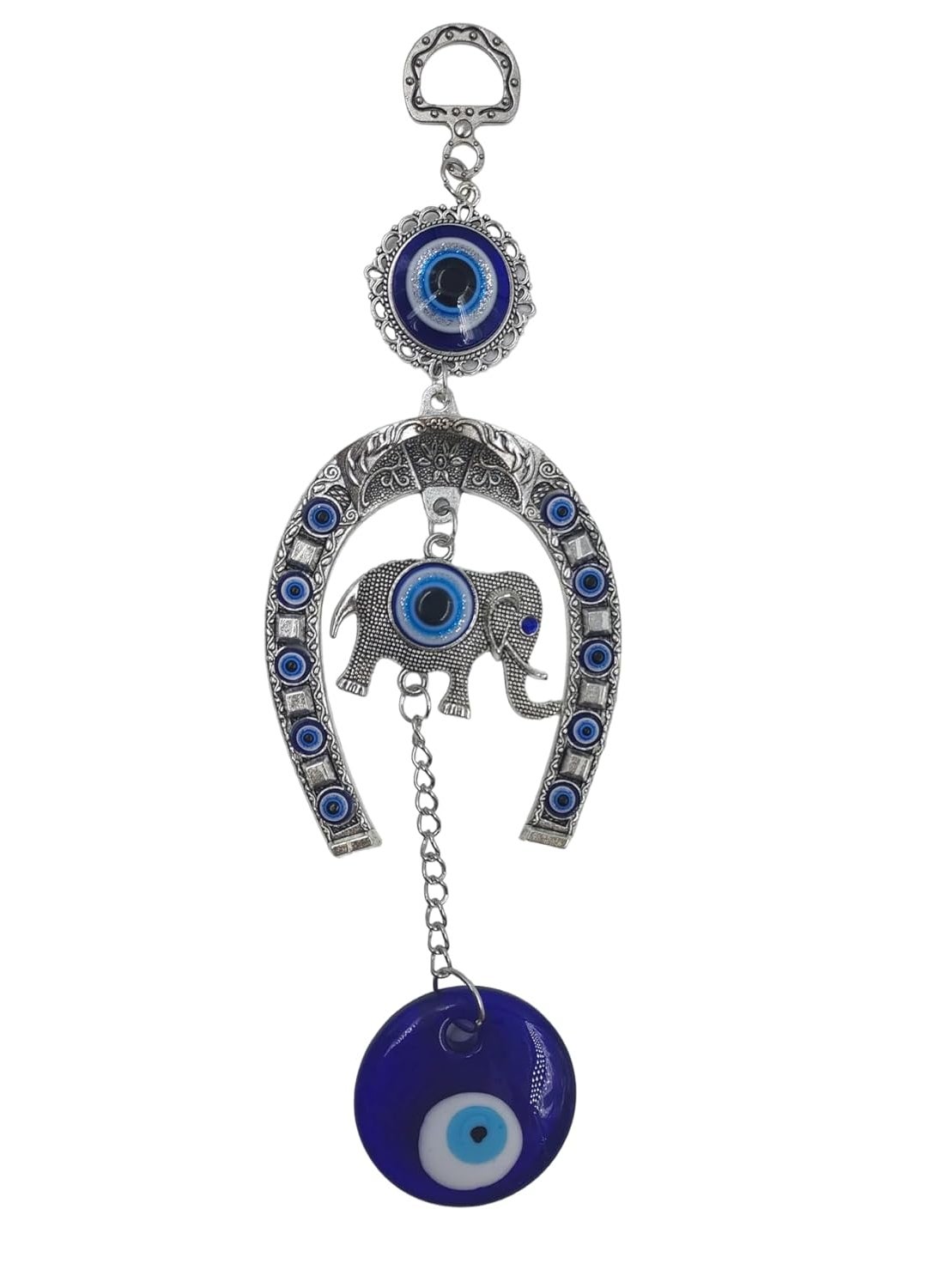 ART FLAUNTS ART FLAUNTS Evil Eye Hanging for House Decoration Home Entrance Door Nazar Battu for Home Protection Horseshoe with Elephant  - Image 2