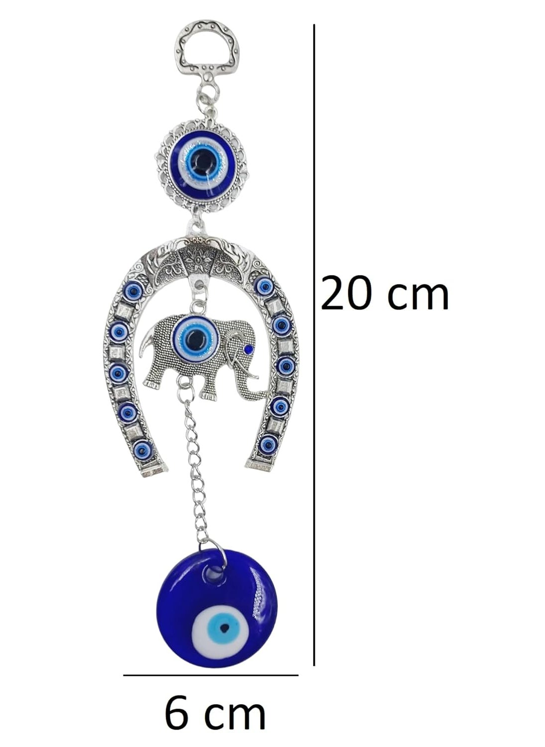 ART FLAUNTS ART FLAUNTS Evil Eye Hanging for House Decoration Home Entrance Door Nazar Battu for Home Protection Horseshoe with Elephant  - Image 3