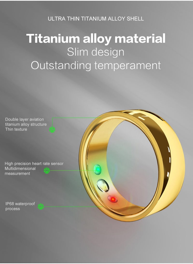 General - Smart Health Ring for Health Monitor Sleep Monitoring Blood Oxygen Heart Rate Calories Burned Finger Temperature Step Tracker Newest Intelligent Wearable Device Wireless Charging Black No.17# - Image 1