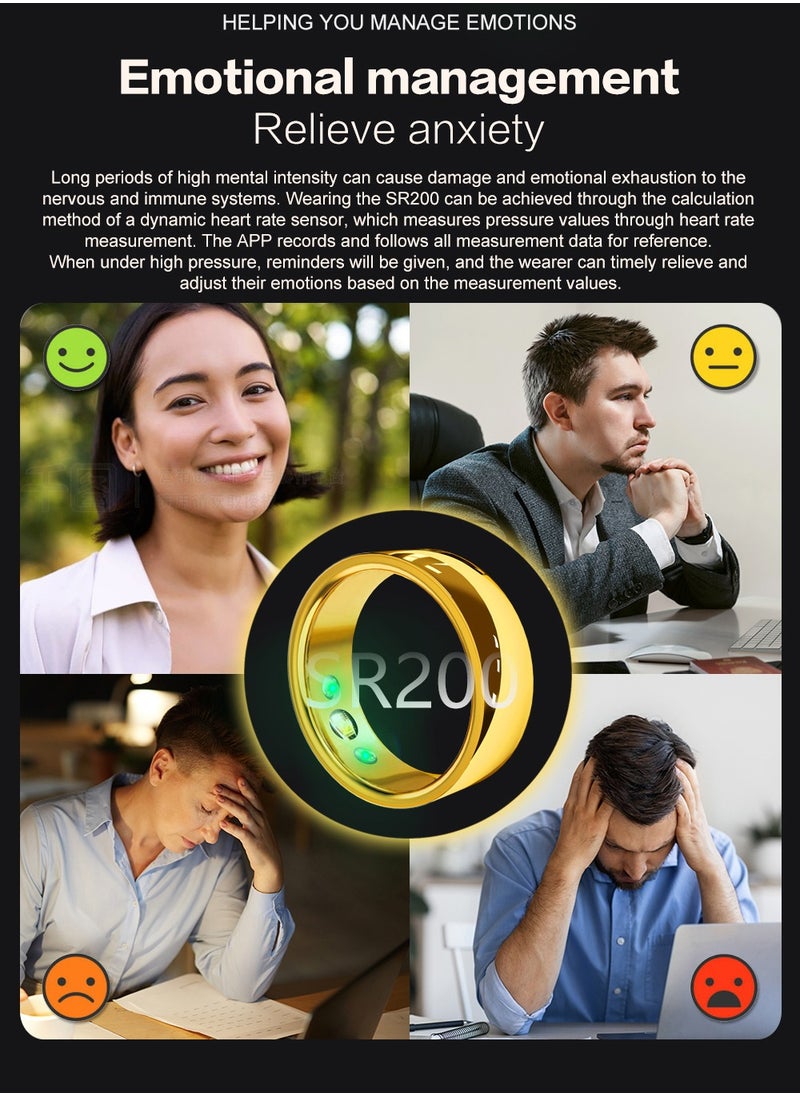 General - Smart Health Ring for Health Monitor Sleep Monitoring Blood Oxygen Heart Rate Calories Burned Finger Temperature Step Tracker Newest Intelligent Wearable Device Wireless Charging Black No.17# - Image 1