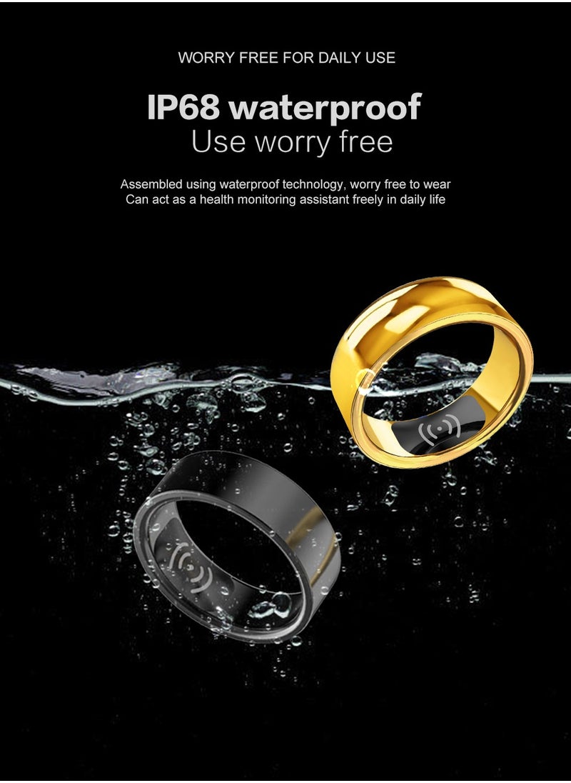 General - Smart Health Ring for Health Monitor Sleep Monitoring Blood Oxygen Heart Rate Calories Burned Finger Temperature Step Tracker Newest Intelligent Wearable Device Wireless Charging Black No.17# - Image 1
