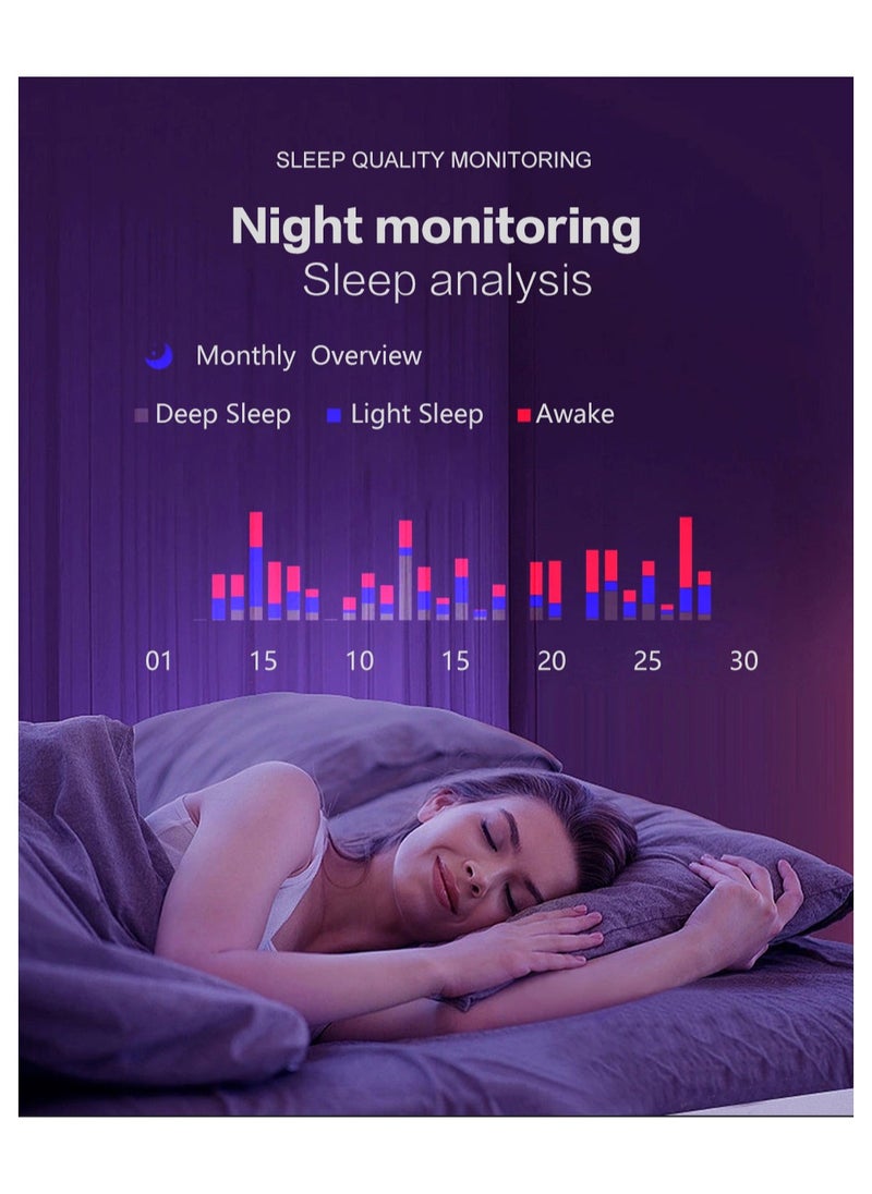 General - Smart Health Ring for Health Monitor Sleep Monitoring Blood Oxygen Heart Rate Calories Burned Finger Temperature Step Tracker Newest Intelligent Wearable Device Wireless Charging Black No.17# - Image 1