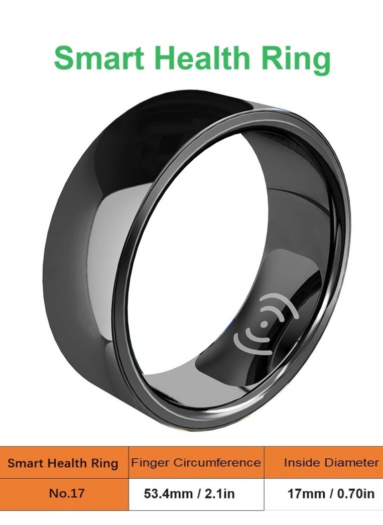 General - Smart Health Ring for Health Monitor Sleep Monitoring Blood Oxygen Heart Rate Calories Burned Finger Temperature Step Tracker Newest Intelligent Wearable Device Wireless Charging Black No.17# - Image 1