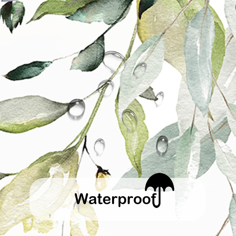 COSEVIER Sage Green Eucalyptus Shower Curtain,Leaves Plants Spring Floral Botanical Leaf Nature Watercolor Fabric Bathroom Decor Set with Hooks 72x72 Inch - Image 5