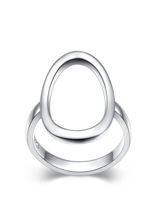 DAOCHONG Sterling Silver Classical Simple Plain Ring Open Circle Karma Statement Promise Ring Karma Ring for Women Size 9 - Image 1