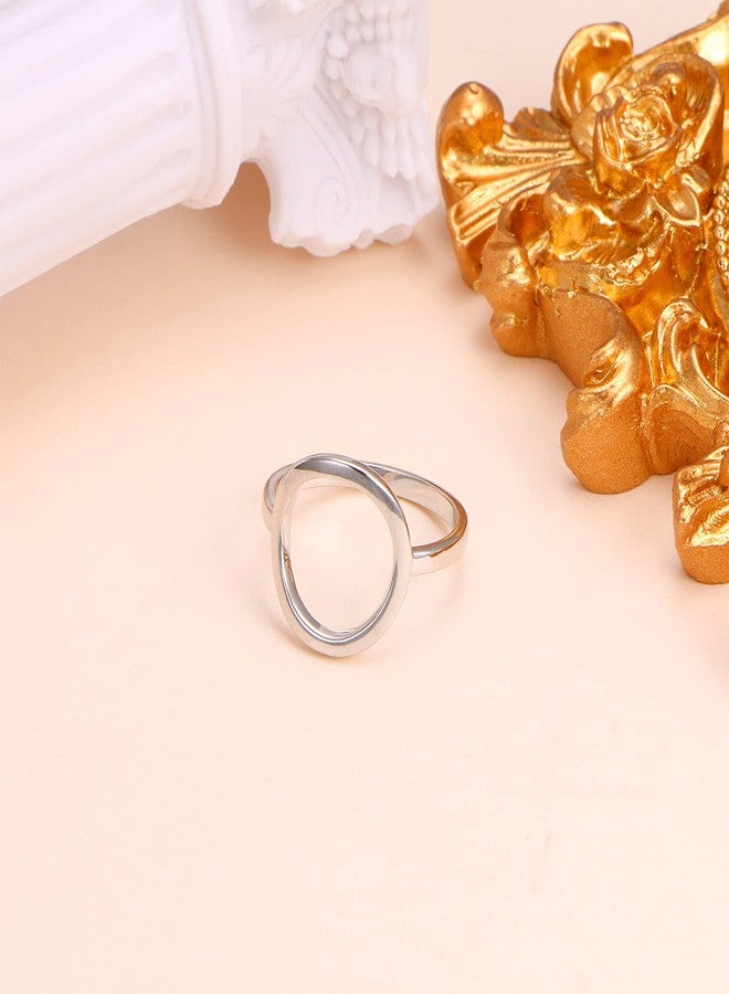 DAOCHONG Sterling Silver Classical Simple Plain Ring Open Circle Karma Statement Promise Ring Karma Ring for Women Size 9 - Image 5