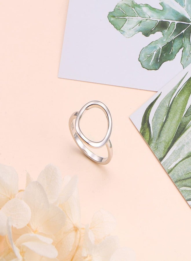 DAOCHONG Sterling Silver Classical Simple Plain Ring Open Circle Karma Statement Promise Ring Karma Ring for Women Size 9 - Image 4