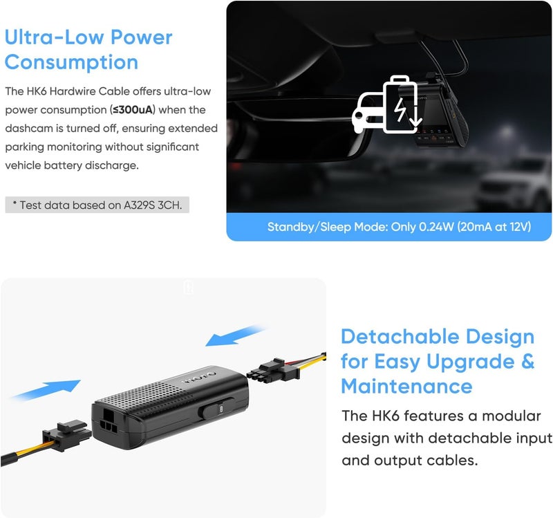 Viofo Type-C HK6 Acc Hardwire Kit with 8PCS Full Set Circuit Fuse Tap for A329S Series/ A119M Pro, Support Hybrid Parking Mode, Automatic Voltage Display, Low Power Consumption - Image 4