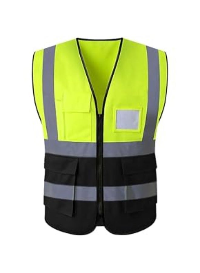 AFAQ 2XL Unisex High Visibility Reflective Safety Vest, Multi Pocket Work Vest for Engineers, Construction Workers, Airport, Traffic, Outdoor Work and Cycling - Image 1