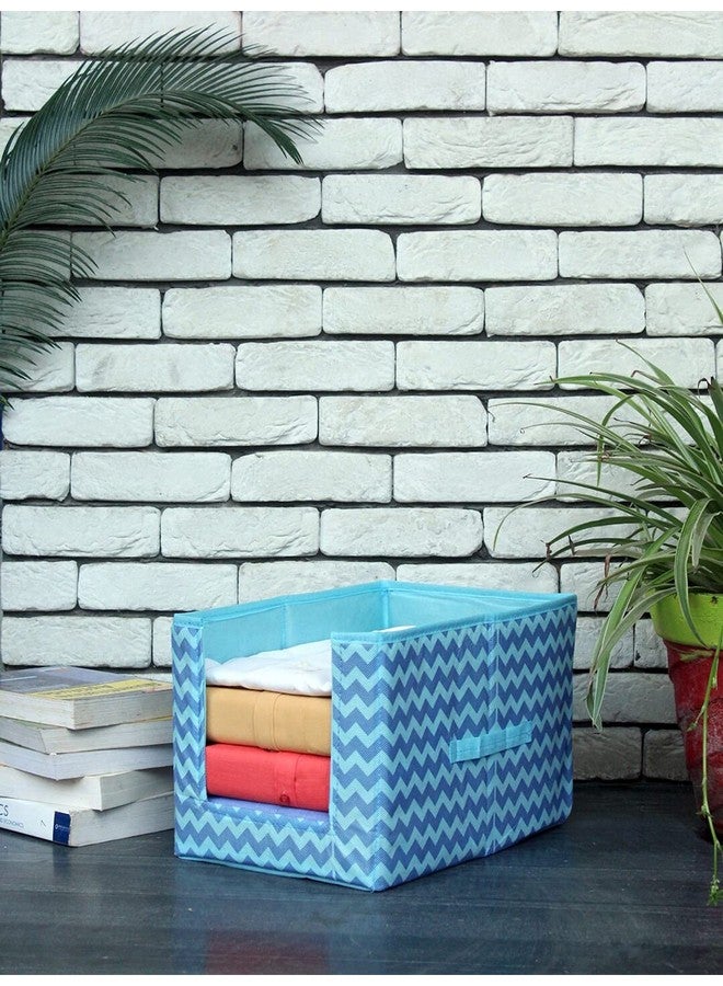 PrettyKrafts 3 Pcs Non Woven Large Capacity Shirt Stacker/Foldable & Stackable Closet Wardrobe Cupboard Organizer/Multipurpose Clothes Shelf Storage Box Organizer (Blue, 25X38X24 Cm) - Image 2