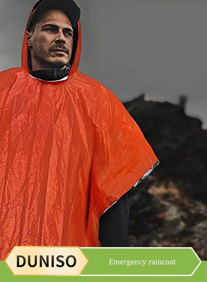 DUNISO Emergency raincoat, adult heavy duty warm raincoat , reflective life blanket，with aluminum mold lining, reusable, suitable for camping, hiking, outdoor, 130 * 100cm, orange - Image 1
