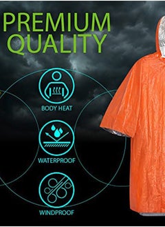 DUNISO Emergency raincoat, adult heavy duty warm raincoat , reflective life blanket，with aluminum mold lining, reusable, suitable for camping, hiking, outdoor, 130 * 100cm, orange  - Image 2