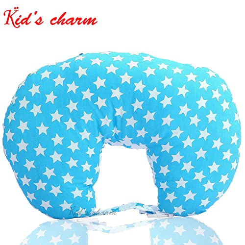 Kid's Charm Milky Star-Mini Portable 6 in 1 for 0 to 4 Months New Born Baby Feeding Pillow for Mother Baby Breastfeeding|Feeding Pillow for Breastfeeding with Removable Cover, Cotton Pillow(Blue) - Image 2
