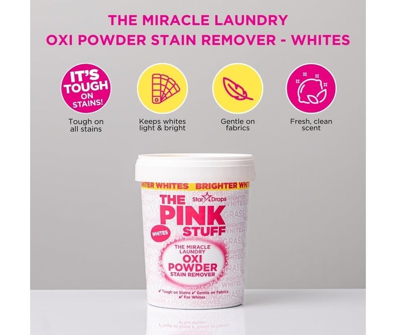 The Pink Stuff Oxi Powder Stain Remover for Whites 1kg (Pack of 2) – Powerful Laundry Whitener, Oxygen Bleach, Deep Cleaning, Removes Tough Stains - Image 5