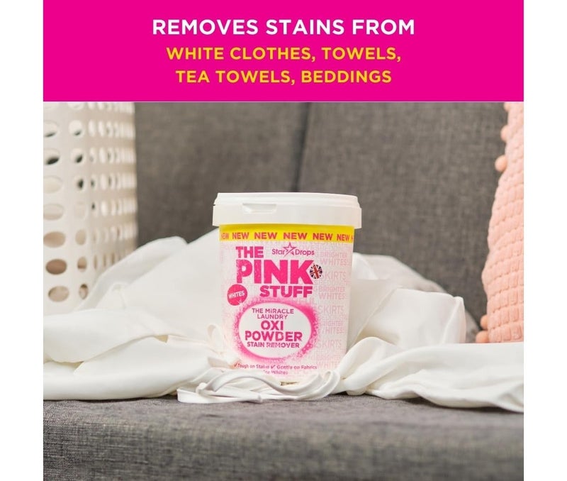 The Pink Stuff Oxi Powder Stain Remover for Whites 1kg (Pack of 2) – Powerful Laundry Whitener, Oxygen Bleach, Deep Cleaning, Removes Tough Stains - Image 4