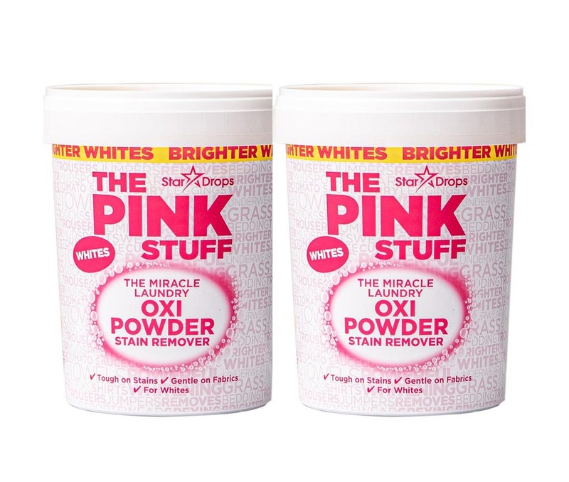 The Pink Stuff Oxi Powder Stain Remover for Whites 1kg (Pack of 2) – Powerful Laundry Whitener, Oxygen Bleach, Deep Cleaning, Removes Tough Stains - Image 1