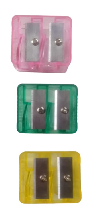 Generic Beauty Tool Makeup Kajal Eyeliner Eyebrow Pencil Dual Sharpener for Women and Girls Pack of 3 Multicolor 