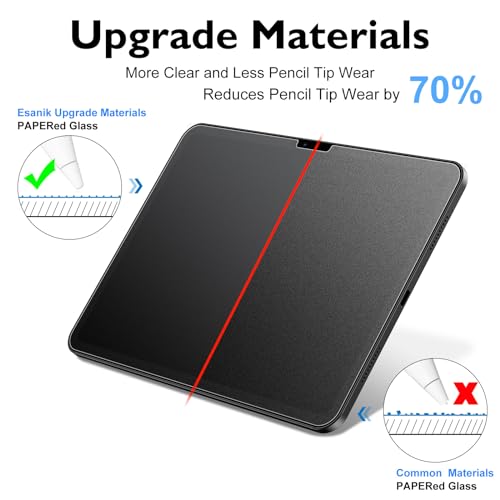 Esanik 2 Pack Like Paper Glass Screen Protector for iPad Air 11 Inch M3/M2 (7th/6th Generation, 2025/2024)9H Tempered Glass Film with Alignment Frame, Writing Like on Paper, Anti Glare, Apple Pencil Compatible - Image 3