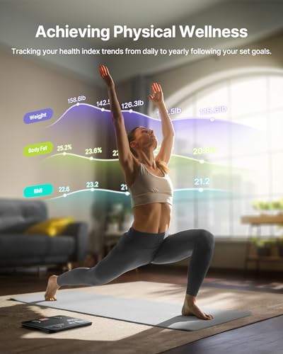 FITINDEX Smart Scale for Body Weight, Scale with BMI, Body Fat, Muscle Mass, Digital, Bathroom, Weighing, Bluetooth, Body Composition Monitor Health Analyzer with App, 400lb, Black - Image 4