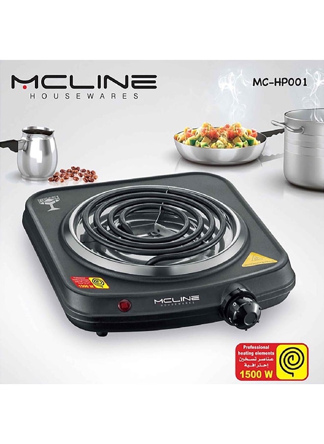 MCLINE 1500W Cast Iron Professional Level Single Electric Hotplate Black MC-HP001  - Image 4
