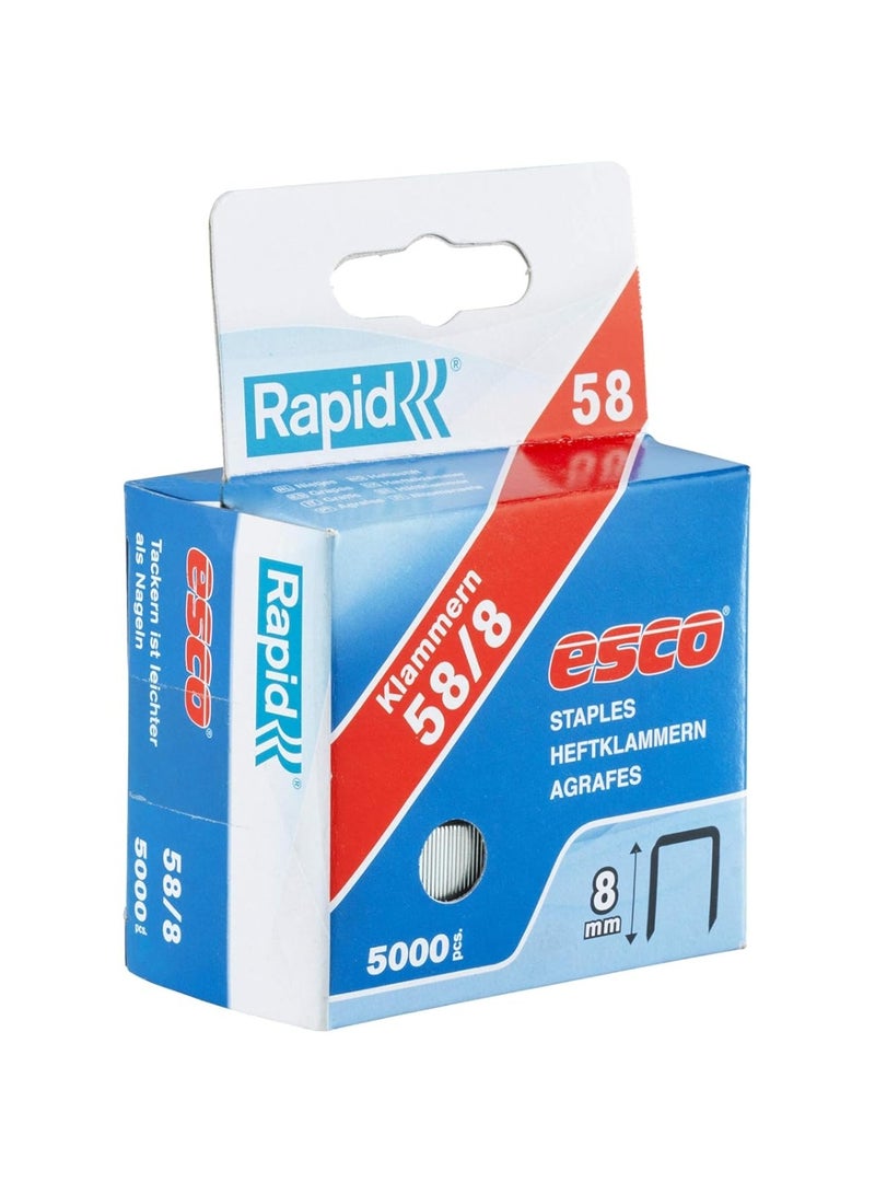 Rapid Esco 58/8mm Fine Wire Staples 5000pcs – Code 468080050 - Image 1