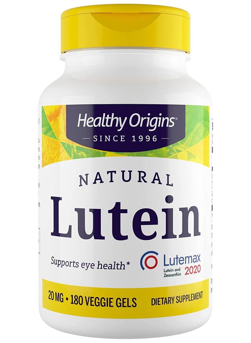 Healthy Origins Lutein (Lutemax 2020), 20 mg - For Healthy Vision & Eye Health - Supplement with Zeaxanthin - Vegan, Non-GMO & Gluten-Free Supplement - 180 Veggie Gels - Image 1