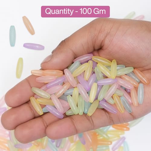 EmbroideryMaterial Multicolor Plastic Tube Beads for Bracelet Making, Craft, Aari Work, Jewellery Making, Embroidery Work (2CM*6MM, 100 Grams) - Image 4