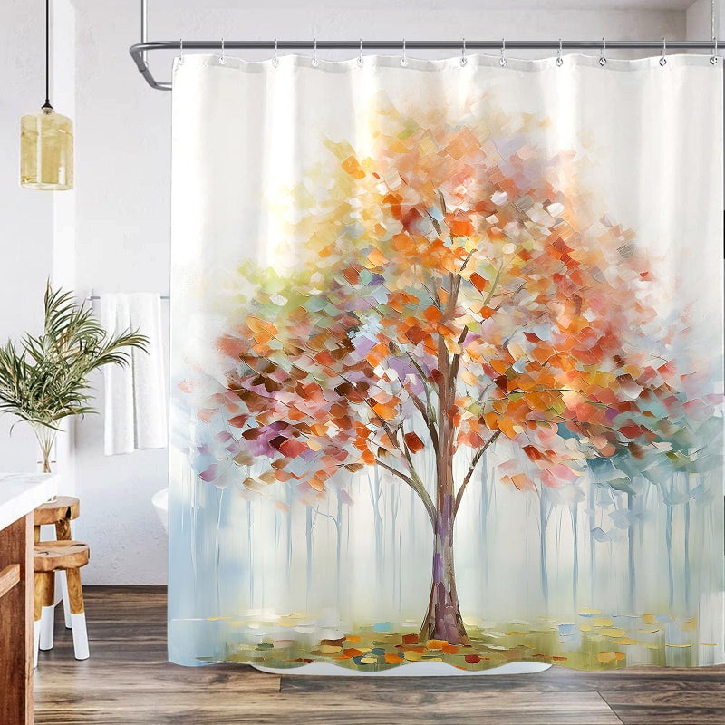Fowocu Colorful Tree Shower Curtain Abstract Aesthetic Oil Painting Shower Curtains for Bathroom Decorative Cute Nature Art Waterproof Fabric Bath Curtain Decor (72''Ã—72'', Multicolor) - Image 3