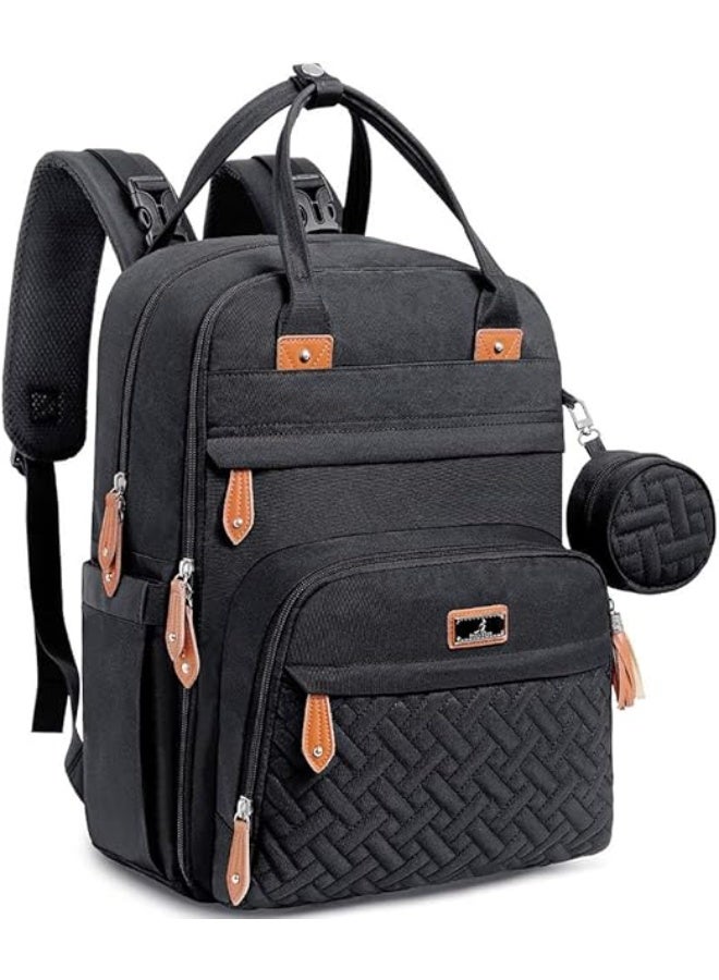 BabbleRoo Baby Changing Backpack Diaper Bag With Changing Mat And Pacifier Holder For Mom And Dad Black - Image 1