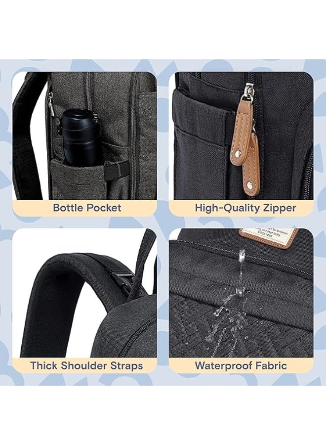 BabbleRoo Baby Changing Backpack Diaper Bag With Changing Mat And Pacifier Holder For Mom And Dad Black - Image 3