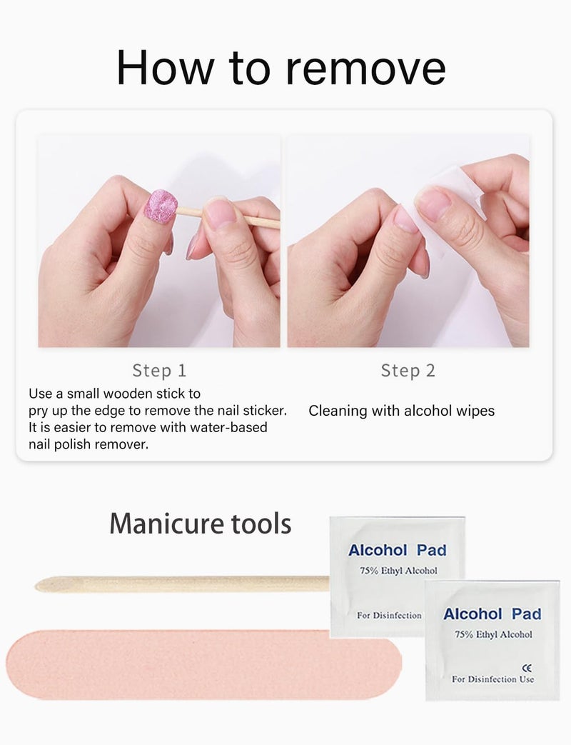 Wahrshei Gel Nail Strips No UV, Classic French, UV Free, Long Lasting Gel Stickers - Contains 22 Wraps, 1 Prep Pad, 1 File - Image 5