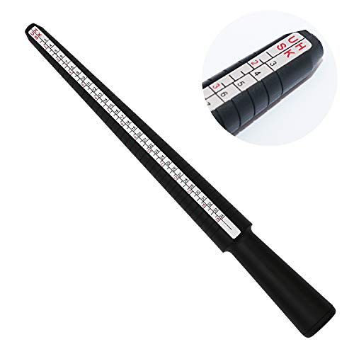 PHYHOO Ring Sizer Gauge Mandrel Black Ring Sizing Measure Stick Wedding Finger Size Measurement Jewelers Wire Rings Making Tool Plastic - Image 2