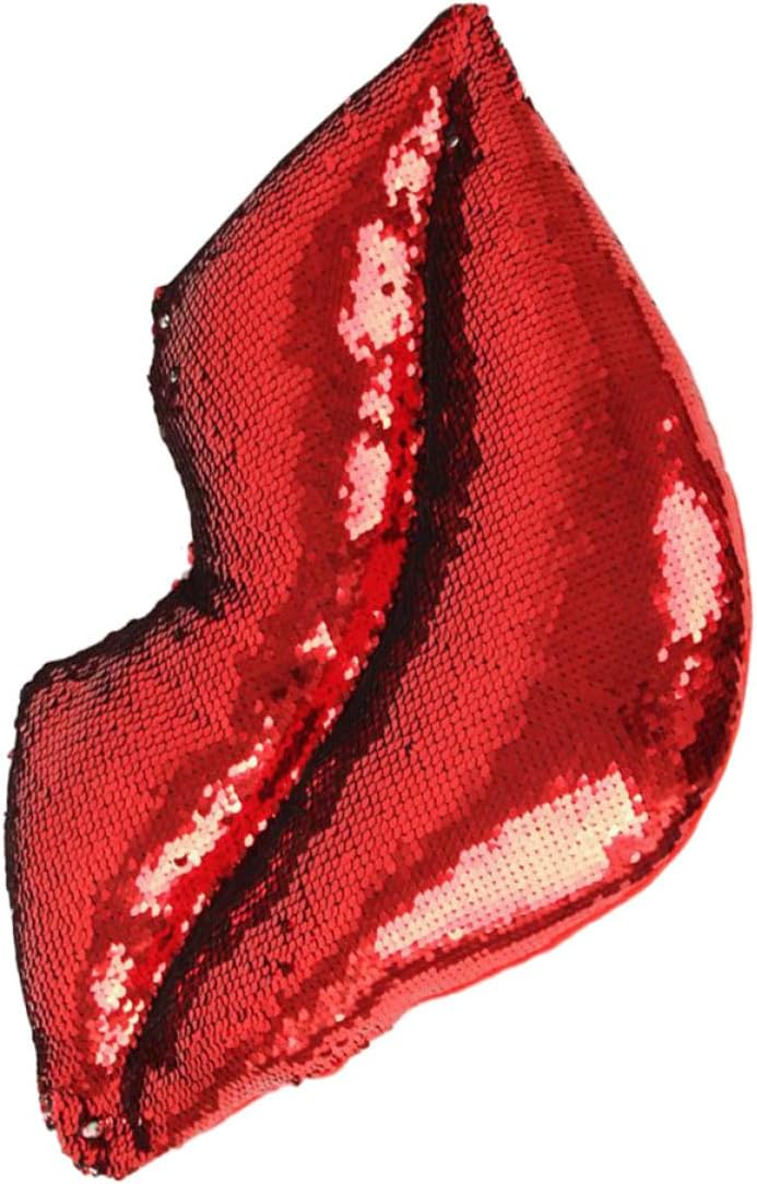 Sequins Lip Throw Pillow Glitter Sofa Cushion Red Silver 45x22cm Decorative Bed Accent for Home Car Pregnancy Support - Image 1