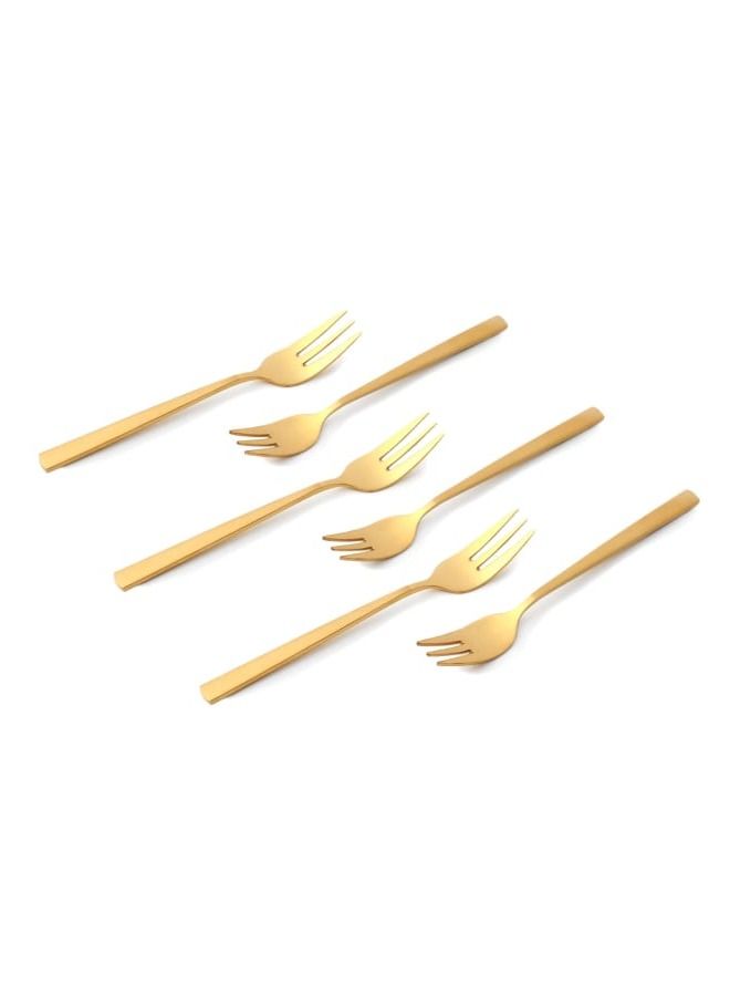Life Smile 12pcs Cutlery Set, 18/10 Stainless Steel, Flatware Set, 12pcs Cake Fork, Shine Gold with Sand Blasting Handle, for Home Kitchen, Mirror & Matte Polish - Dishwasher Safe  - Image 2