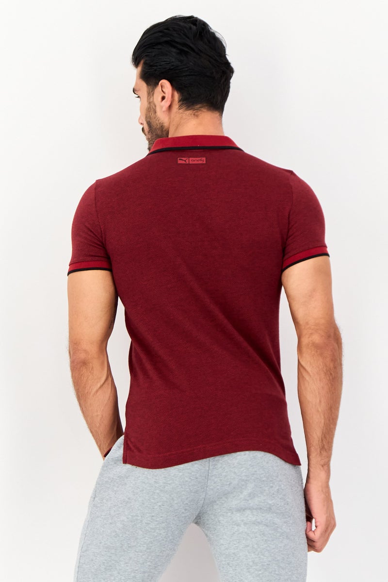 PUMA One8 Men Sportswear Fit Short Sleeve Outdoor Polo Shirt, Dark Red - Image 3