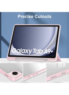 VKL Hybrid Slim Case with Pen Holder for Samsung Galaxy Tab A9 Plus 11 Inch 2023 Model (SM-X210/X216/X218) Clear Transparent Back Shell Auto Wake/Sleep, Pink  - Image 4