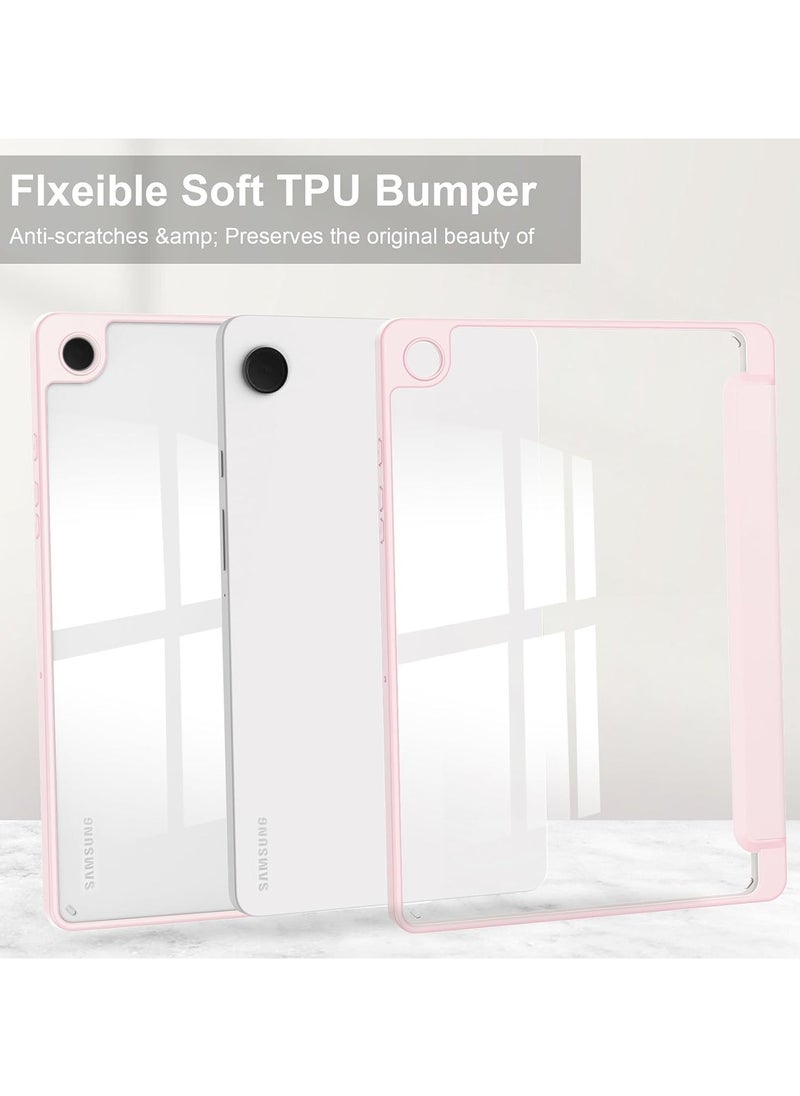 VKL - Hybrid Slim Case with Pen Holder for Samsung Galaxy Tab A9 Plus 11 Inch 2023 Model (SM-X210/X216/X218) Clear Transparent Back Shell Auto Wake/Sleep, Pink - Image 1